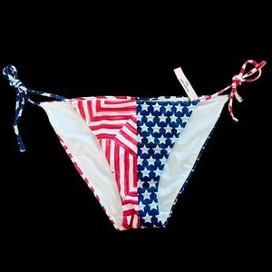 Victorias Secret Swim The Teeny Bikini bottom Adjustable Side ties American Flag